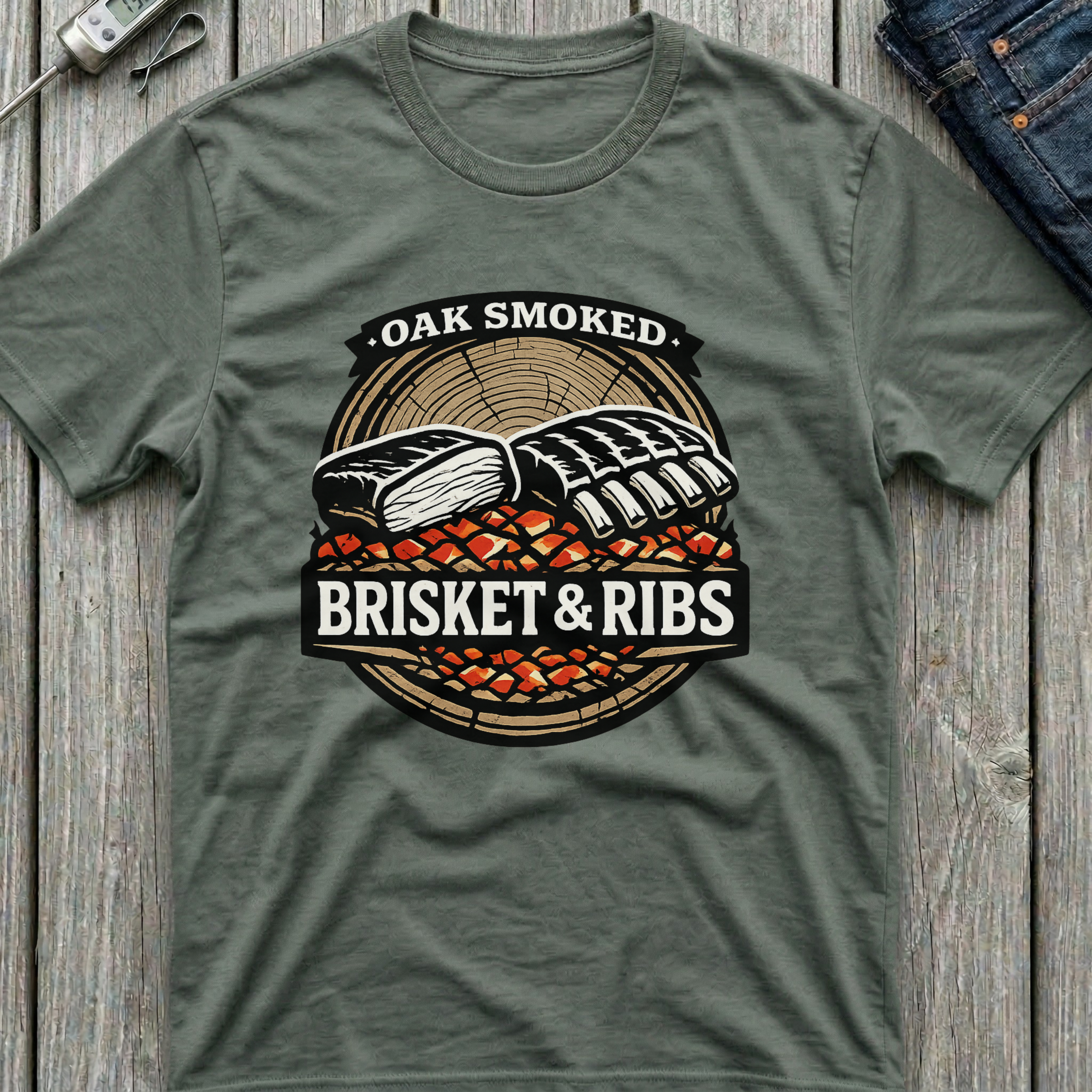Oak Smoked Brisket & Ribs T-Shirt